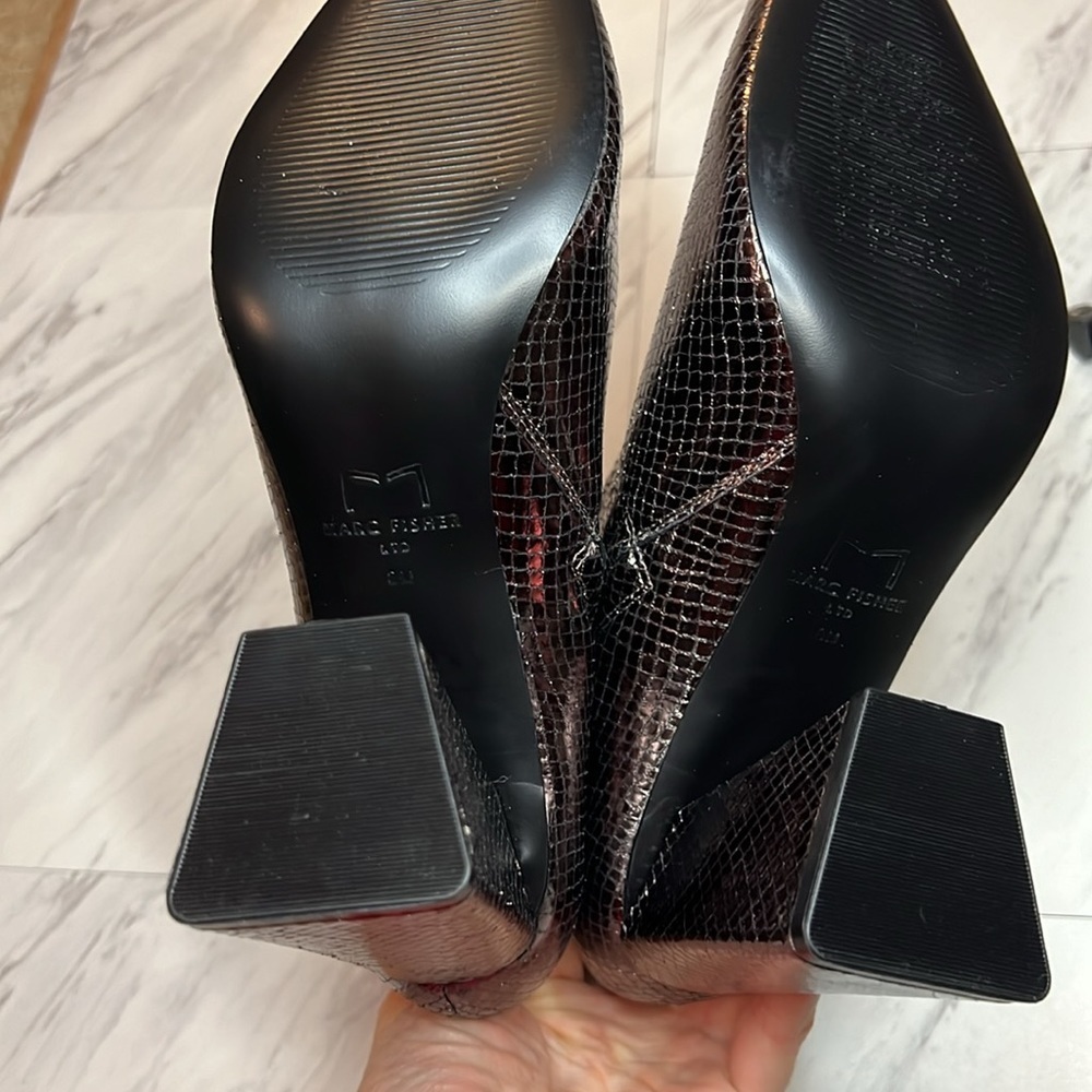 Marc fisher Kulika heeled printed snake leather bootie boot shoe metallic 8 - Picture 8 of 9